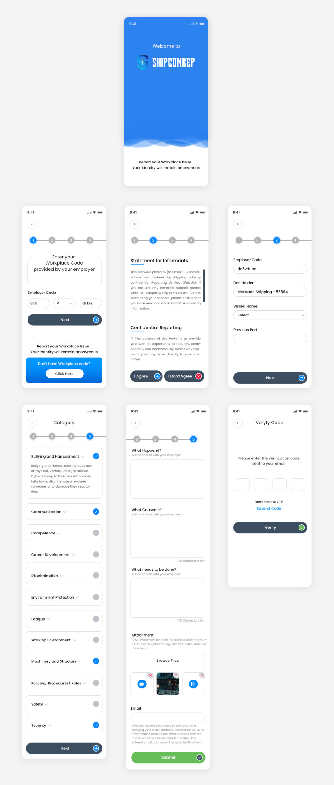 Shipconrep – Mobile App Design