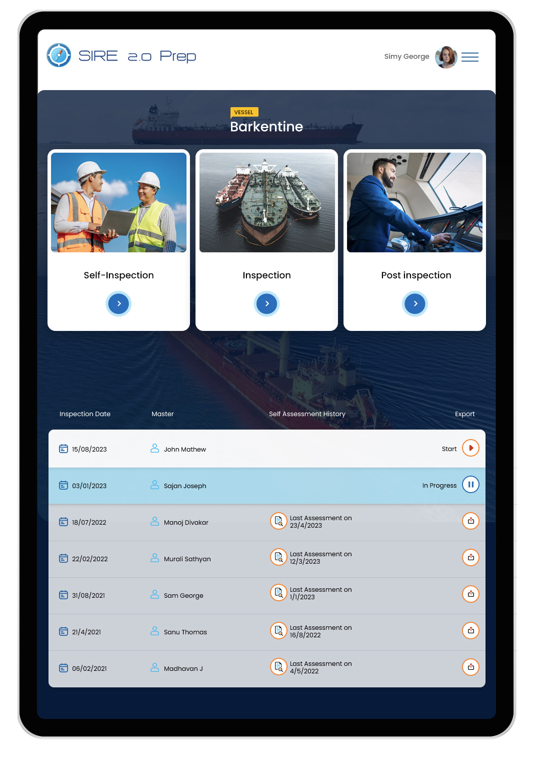 SIRE – 2.0 Prep – Vessel Inspection App – iPad Application